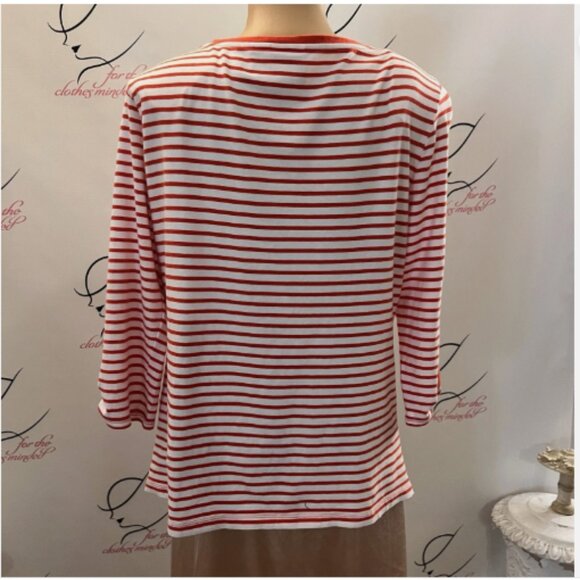 Zenergy Chico's. Size 1 M. Cotton Blend. Stretch Knit Stripe White Red. B128 - Picture 4 of 5